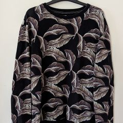 Bershka Black Leaf Print Jumper