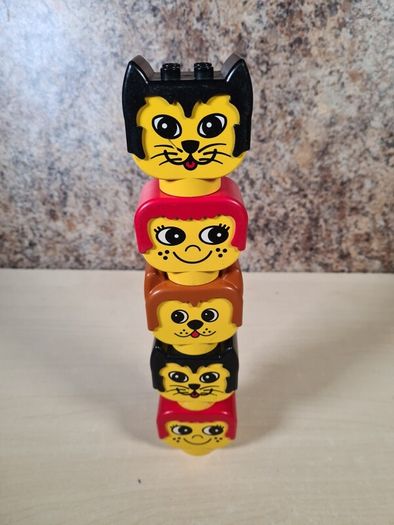 Vintage Lego duplo large heads faces cat dog woman x 5