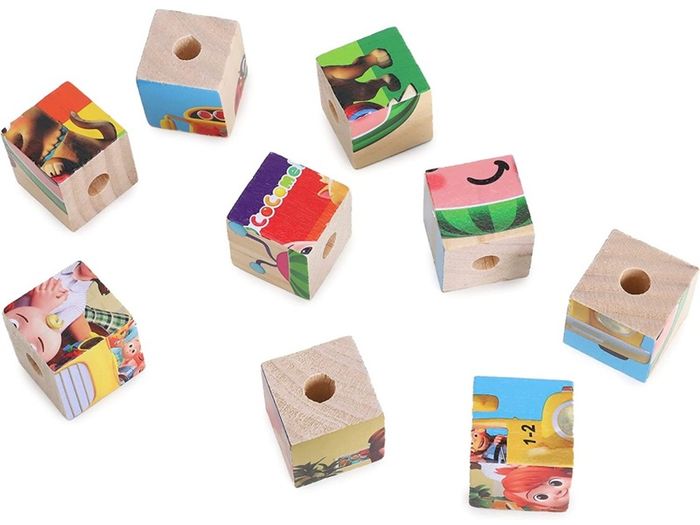 10 Piece Travel Size Wooden Stacking Block Puzzle - Educational Toddler Toys and Learning Development - Suitable from 18+ Months