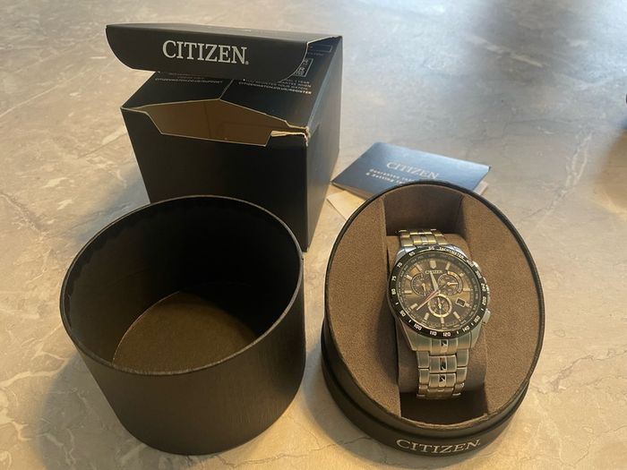 Citizen Men Chronograph Watch Stainless Steel Boxed Excellent Condition