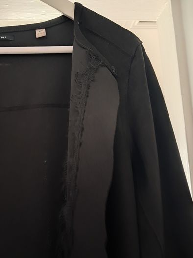 women's long jacket faux suede leather size M.   T Tahari