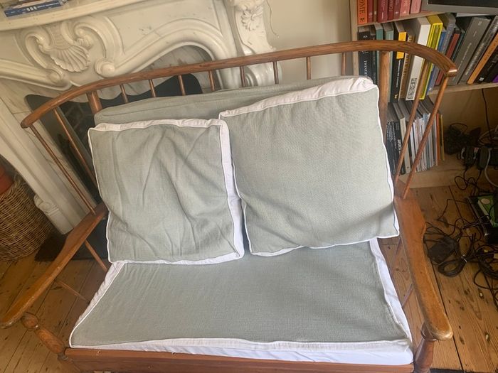 Mid Century two-seater wooden sofa