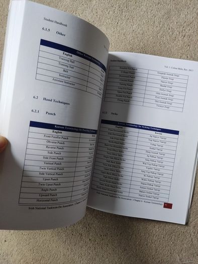Taekwon Do student handbook color belt