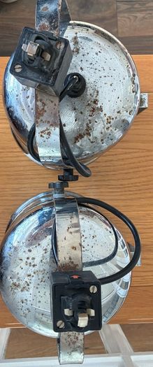Pair of Vintage Industrial Chrome Spotlights