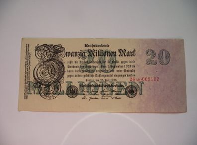 Germany. Reichsbanknote. 20 Millionen Mark (25.7.1923) Super Condition!