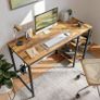 MULTIPLE SIZES AVAILABLE 100 cm Computer Home Office Desk, Small Desk Study Writing Table with Storage Shelves, Modern Simple PC Desk, Brown Image 5