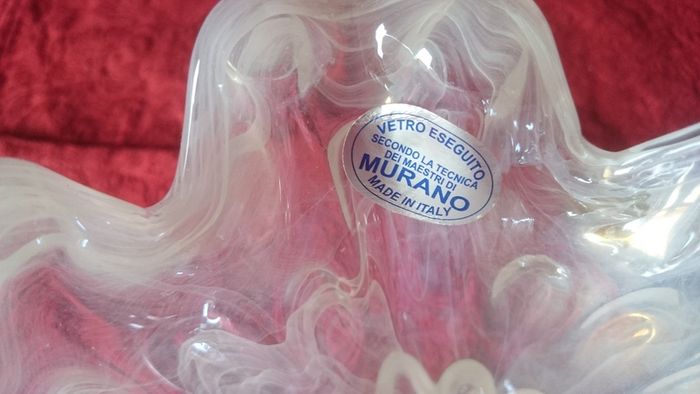 Pair Of Original Murano Glass Pearl Lustre Finish Vase