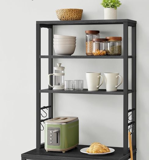 New 6 Shelves Kitchen Storage Rack (Black) FREE P&P