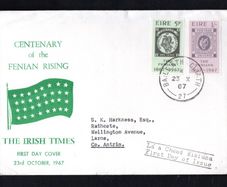 1967 Ireland Fenian Rising Commemorative Stamps Illustrated Irish Times First Day Cover (FDC) with Baile Atha Cliath (Dublin) cancel