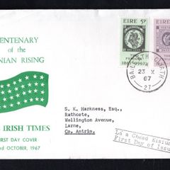 1967 Ireland Fenian Rising Commemorative Stamps Illustrated Irish Times First Day Cover (FDC) with Baile Atha Cliath (Dublin) cancel