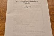 Archaeology and Legislation in Britain 1993 Rescue Paul Spoerry