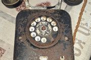 2 Black Metal Rotary Dial Telephone, Military Grade Version of their standard tabletop 1930s rotary sets