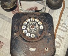 2 Black Metal Rotary Dial Telephone, Military Grade Version of their standard tabletop 1930s rotary sets
