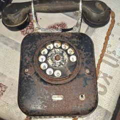2 Black Metal Rotary Dial Telephone, Military Grade Version of their standard tabletop 1930s rotary sets
