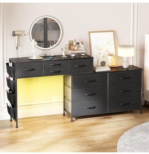 170cm Chest of Drawers with Charging Station and LED Light