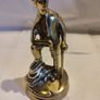 Vintage Brass Miner Figure with Pick and Davy Lamp. Image 2