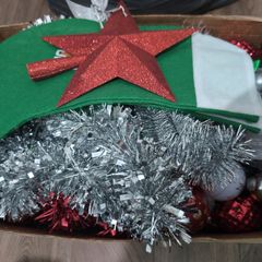 Box of Christmas decorations