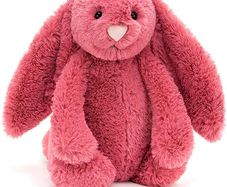 Retired Jellycat Bashful Cerise Bunny Large and Retired Fuddlewuddle Cat White Small
