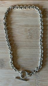 Heavy 925 Silver T-bar necklace & Heart bracelet 74.45 grams total weight