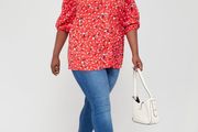 Brand new V by Very Curve Sweetheart Neck Button Through Floral Blouse - Red size UK20 EU48 Postage included