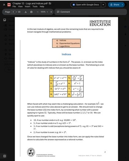 Leaving Cert Maths Institute Notes
