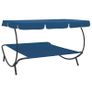 Outdoor Lounge Bed with Canopy Blue Image 4