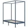 Canopy Bed Frame Grey Solid Pine Wood 90x200 cm Image 2