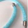Swarovski Crystal Dust Three Spiral Wrap Bangle Braclet, Turquoise Crystals Image 3