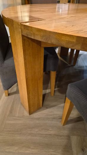 solid oak dining table.
