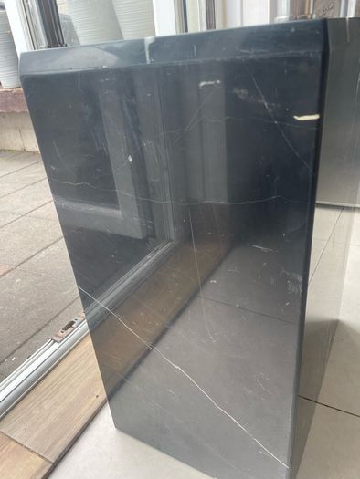 Glass table top and marble base