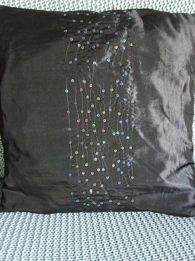 2 Beautiful Black Satin Sequin Cushions