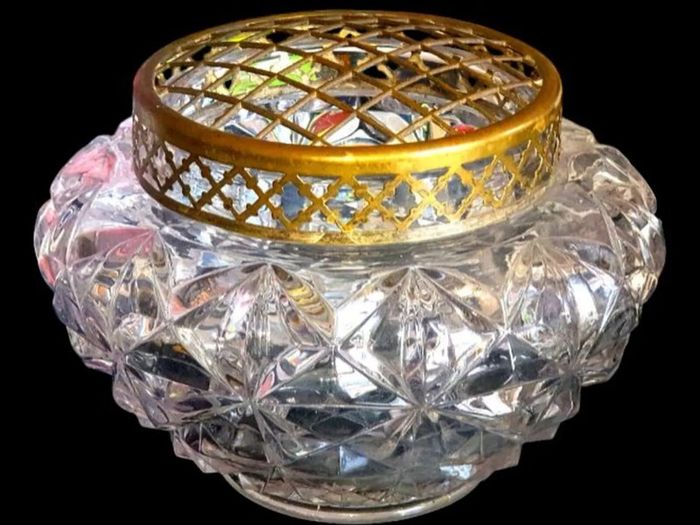 Vintage Harrods Heavy Cut Crystal Rose Bowl