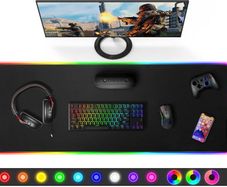 RGB Gaming Mouse Pad, XL Mouse Mat 800x300x5mm, 12 LED Light Modes, Large Mousepad with Premium Micro-Weave Surface, Non-Slip Mouse Mat, Keyboard and Mouse Pad for Desk, Gaming, Office