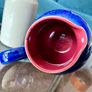 Denby Harlequin Jester Pitcher Cobalt Blue and Claret Stoneware Jug Posy Vase Image 5