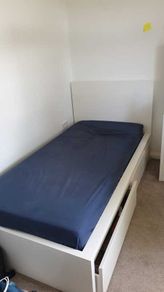 Bed frame, with 2 storage drawers