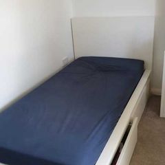 Bed frame, with 2 storage drawers