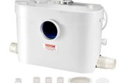 Macerator Pump, 900W, 180 L/min(48 GPM) Flow, 40 ft/12 m Head, Macerator Sewerage Toilet Pump with 4 Water Inlets, Waste Water Disposal Upflush Machine for Toilet, Basement, Shower, Sink, Laundry, Bathtub
