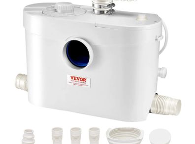 Macerator Pump, 900W, 180 L/min(48 GPM) Flow, 40 ft/12 m Head, Macerator Sewerage Toilet Pump with 4 Water Inlets, Waste Water Disposal Upflush Machine for Toilet, Basement, Shower, Sink, Laundry, Bathtub
