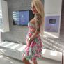 One shoulder floral dress Image 7