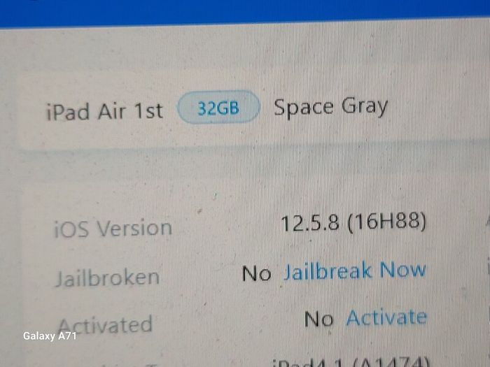 Apple Ipad Air 1st, 32 GB, Space Gray, Activation Locked, Excellent Cosmetic Condition, for parts or repair