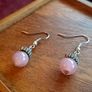 Pink stone silvery earrings Image 2