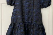 Zara Blue Black Balloon Midi Tiered Dress - Size S - New