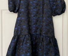 Zara Blue Black Balloon Midi Tiered Dress - Size S - New