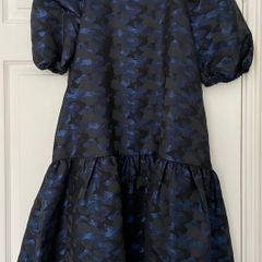 Zara Blue Black Balloon Midi Tiered Dress - Size S - New