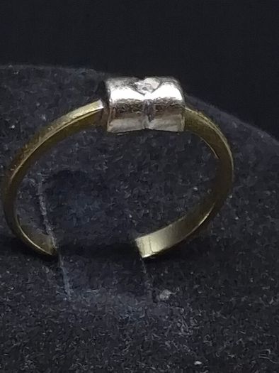 Vintage 18ct Gold Modernist Diamond Ring Two Tone Size 54.5