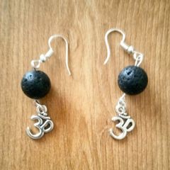 Lava rock crystal earrings