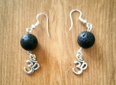 Lava rock crystal earrings