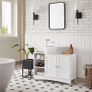 _Under-Sink Cabinet Extra Long 90 x 30 x 60 cm 2 Doors Bathroom Cabinet Open Compartments Height-Adjustable Shelves White Image 4