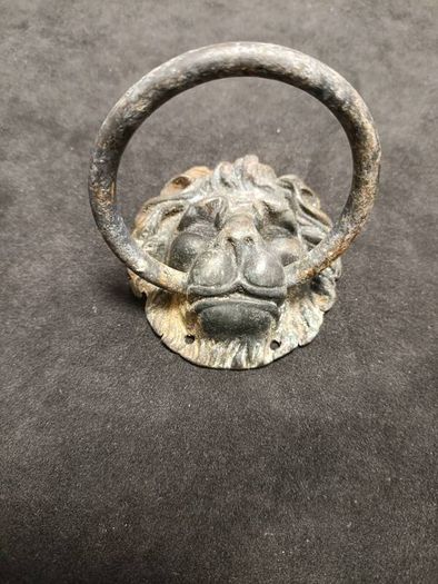 Rare  Antique Metal Architectural Lion Head Door Knocker