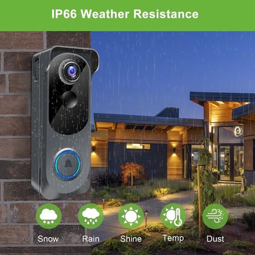 Wireless Video Doorbell Camera with Chime, 1080P Smart WiFi Door Bells Camera, Voice Changer, PIR Motion Detection, 2-Way Audio, Night Vision,Battery Powered, IP66, Works with Alexa & Google Home